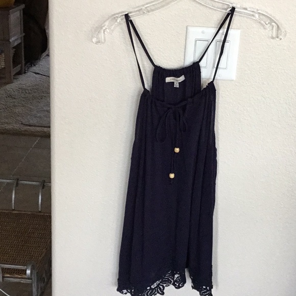 Navy Blue Crocheted Detailed Tank Top - Picture 1 of 2